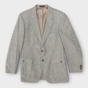 Vintage 70s H.I.S Wool Tweed Sport Coat Blazer Jacket Mens 42 L Preppy Academic